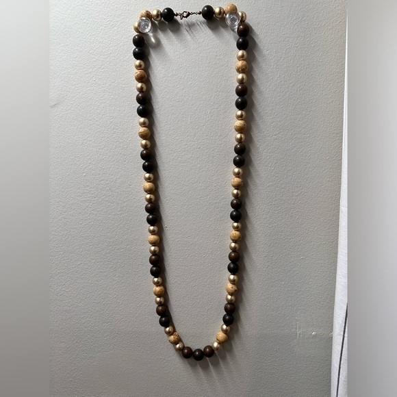 Women’s Necklace Beaded brown tones acrylic and wood lightweight ethnic 5458 W - Picture 2 of 13